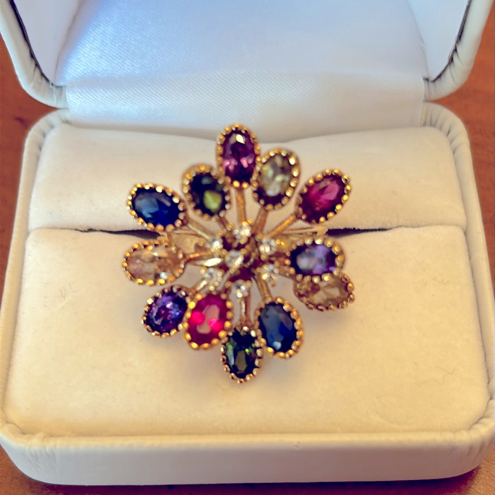💍MULTI COLOR COSTUME GEM FLOWER RING by CBC in Size 8